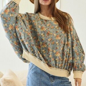 LovLov - Boutique Washed Vintage Floral Pullover, Size L, NWT